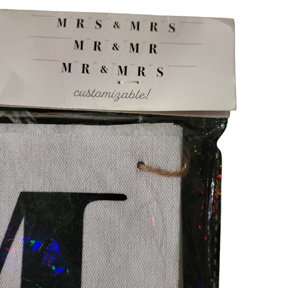 MRS & MRS, MR & MR, MR & MRS Wedding Banner White Burlap Fabric Twine 81” NEW - Picture 6 of 7
